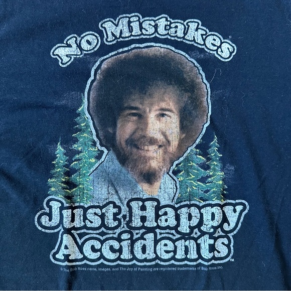Bob Ross | "No Mistakes, Just Happy Accidents" Short Sleeve Tee | Size Medium - Picture 5 of 8